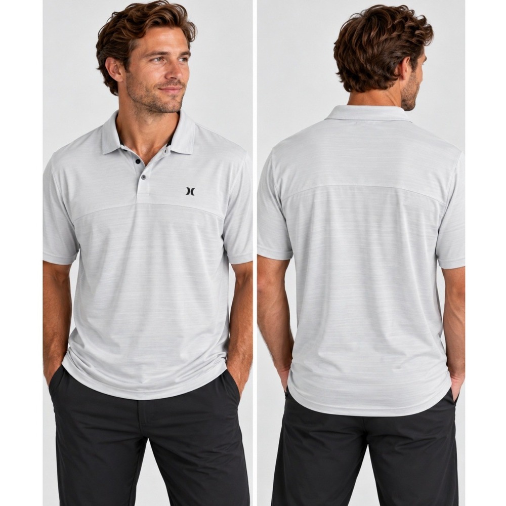 Hurley Mens Polo XXXL Light Gray Short Sleeve Performance Buckle Exclusive Golf